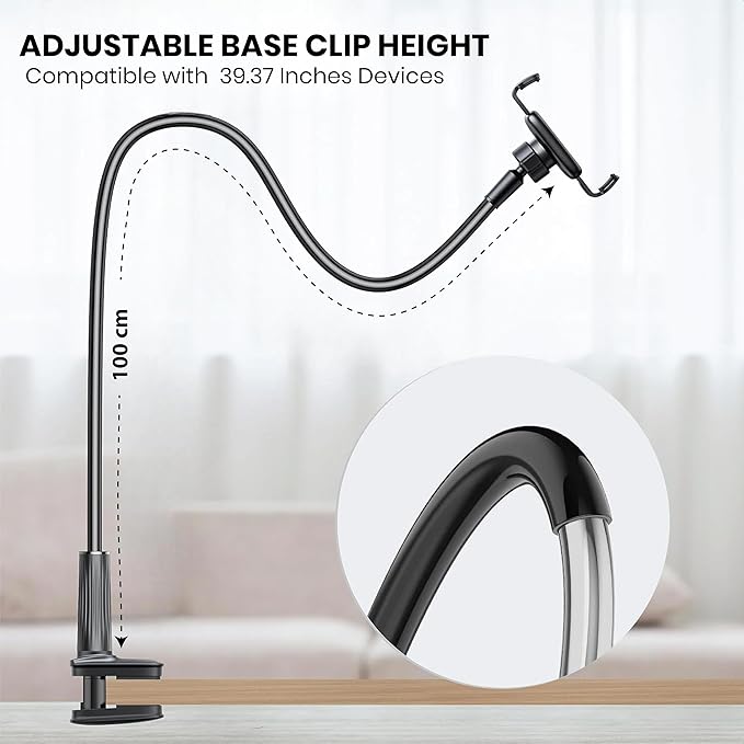 Adjustable 39in Phone & Tablet Holder – 360° Rotating Flexible Arm Mount - Image 6