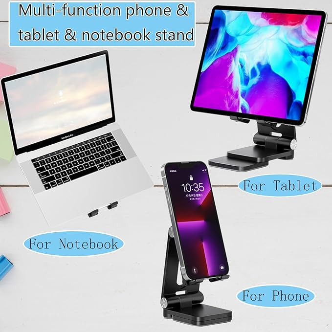 Folding Cell Phone Stand, Laptop Stand, Adjustable Height and Angle Foldable - Image 7