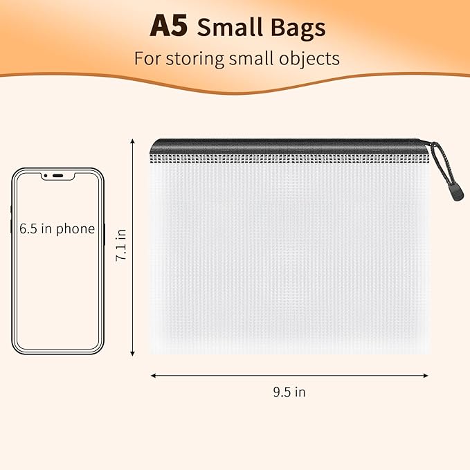 Umriox Zipper Mesh Document Pouch, 9.5x7.1 in, Waterproof Zipper Pouches - Image 2