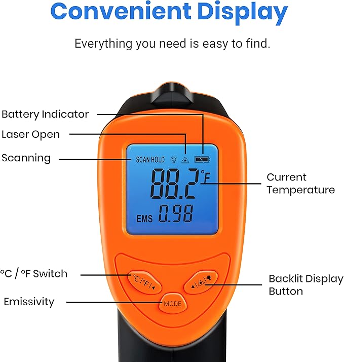 Etekcity Infrared Thermometer 1080, Heat Temperature Temp Gun - Image 10