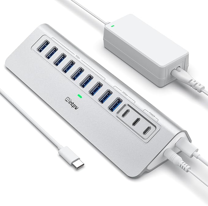 Powered USB Hub 10Gbps, intpw 12 Port USB C Hub by intpw