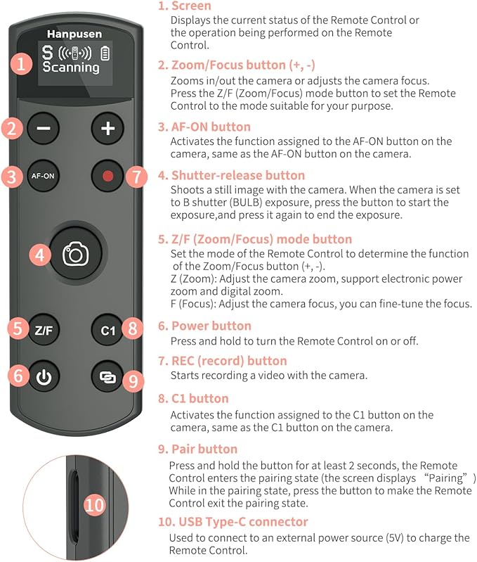 Hanpusen Rechargeable Camera Remote Control - Image 7