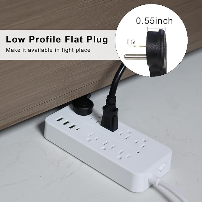 Power Extension Cord Y Splitter - 1FT Right Angled Type Flat Plug NEMA 5-15P 1 - Image 4