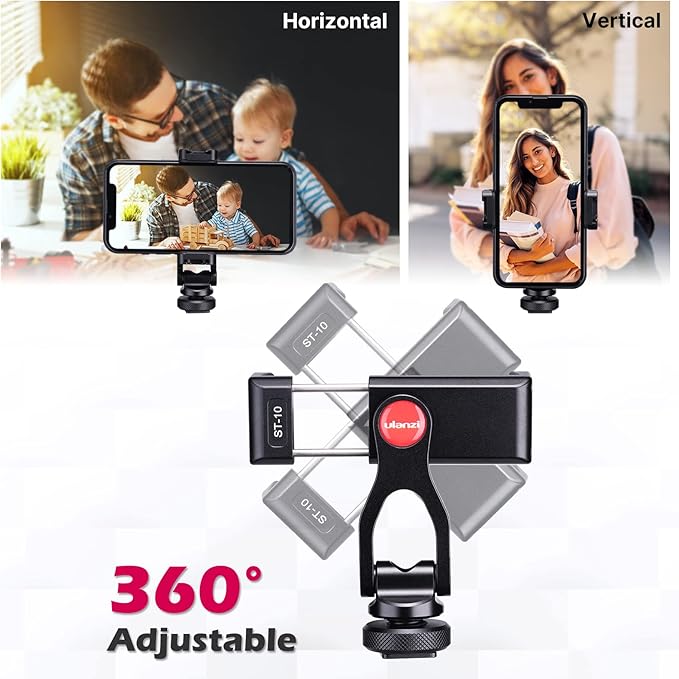 ULANZI Metal Phone Tripod Mount ST-10, Universal 360° Smartphone Adapter - Image 4