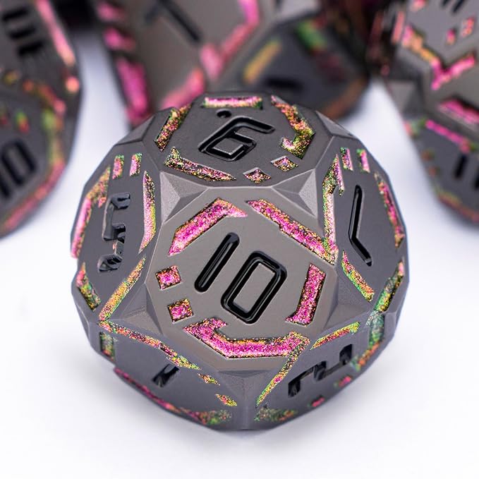 Metal DND Sci-fi Dice Set 7PCS Stripe Polyhedral Dice - Image 4