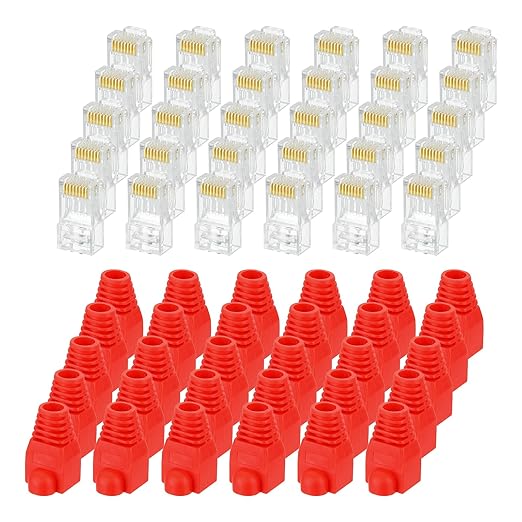 MECCANIXITY 60pcs Cat6 RJ45 Pass Through Connectors, RJ45 Connector 8P8C Gold by MECCANIXITY