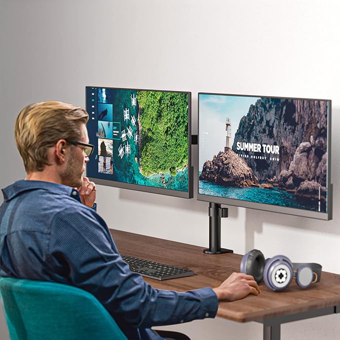WALI Dual Monitor Stand for 13-27 inch Screens, Dual Monitor Mounts for 2 - Image 7