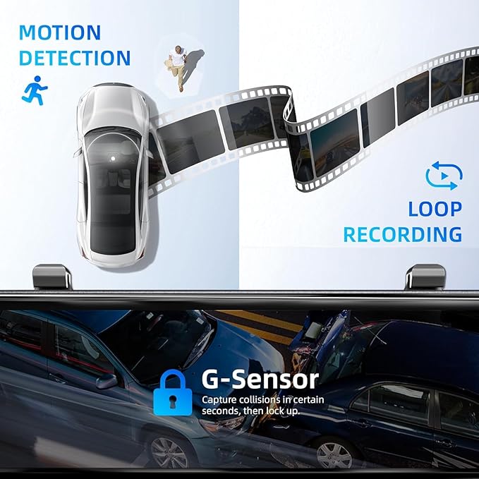 2025 Rear View Mirror Camera, 4 Channel Mirror Dash cam Front and Rear 24/7 - Image 7