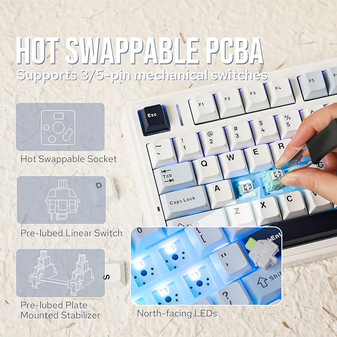 EPOMAKER x Aula F75 Gasket Mechanical Keyboard, 75% Wireless Hot Swappable - Image 4