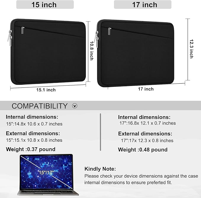 Laptop Sleeve Case 17 inch, Durable Computer Carrying Bag Protective Case - Image 6