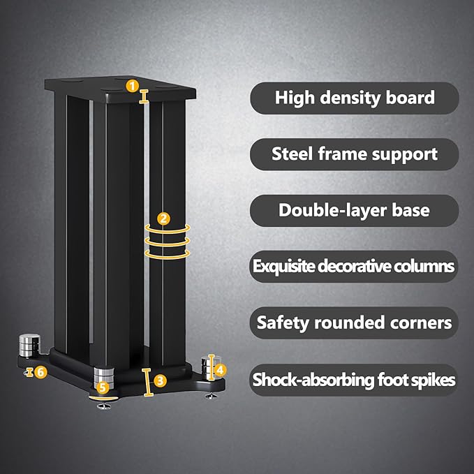 A Pair of Speaker Stands, Bookshelf Speaker Stand Steel Frame Support - Image 4