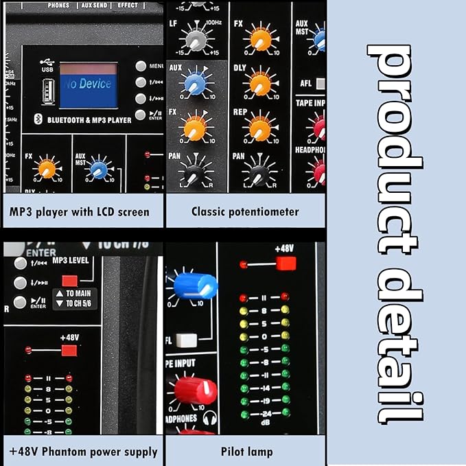 8 Channel Professional Digital Mixer Sound Board Console Bluetooth Live Studio - Image 5