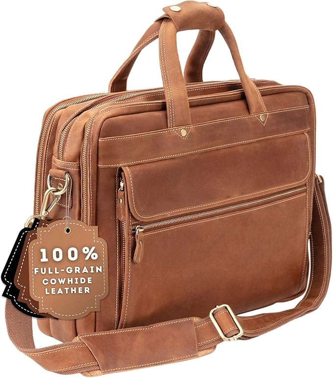 Luxorro Full Grain Leather Briefcase by Luxorro