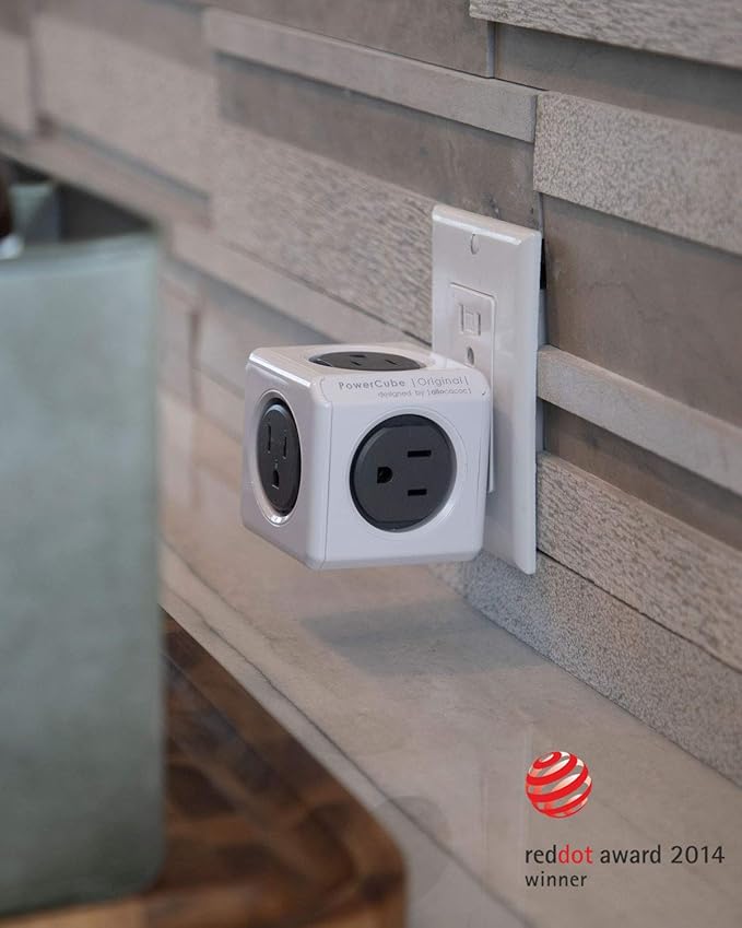 Allocacoc PowerCube Original, 5 Outlets, Wall Plug, Power Charger, Surge - Image 6