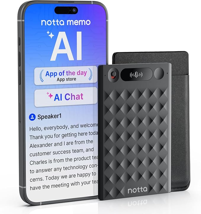 AI Voice Recorder, Notta Memo Digital Voice Recorder w/Case, AI Transcription & by notta