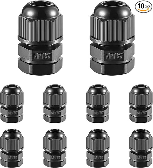 10 PCS 1/4" NPT Nylon Cable Gland Joints by RTHIEAI
