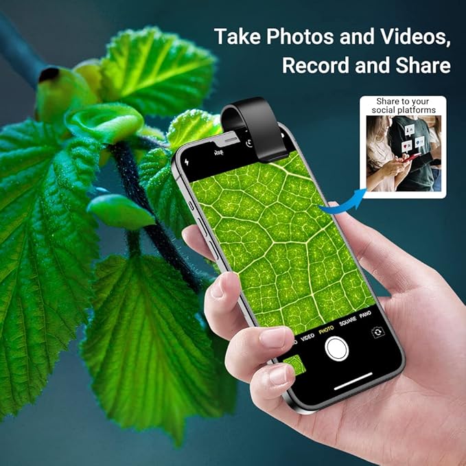 200X Magnification Microscope Lens withCPL Mobile LED Light Micro Pocket Macro - Image 4