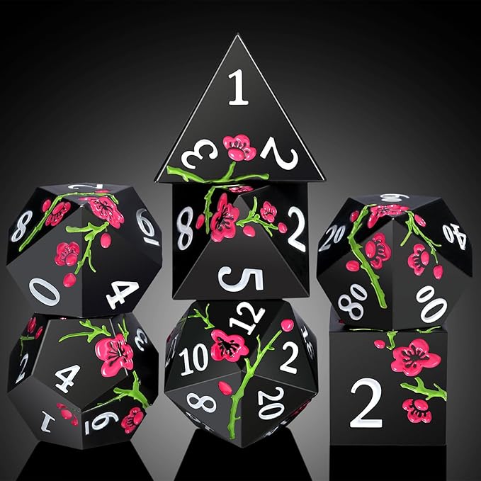 Metal Dice Set D&D, DNDND 7 PCS Flower Metallic DND Dice Set - Image 6