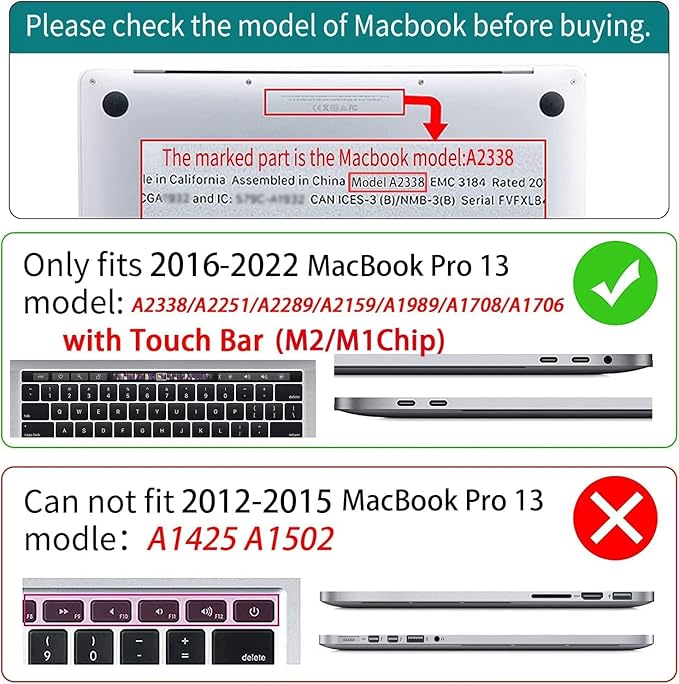 Teryeefi for MacBook Pro 13 inch Case M2 M1 2025 2022 2021-2016 Release fits - Image 2