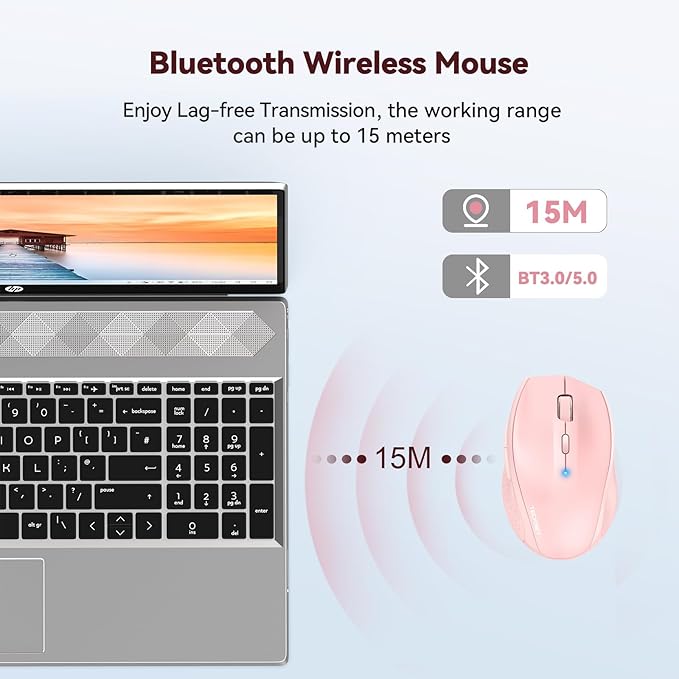 TECKNET Bluetooth Mouse, 4800 DPI Wireless Mouse, 2-Year Battery 6 Adjustable - Image 3
