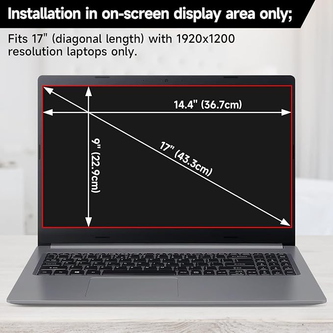 17 Inch 1920x1200 Laptop Privacy Screen, Anti Blue Light Glare & Anti Scratch - Image 6