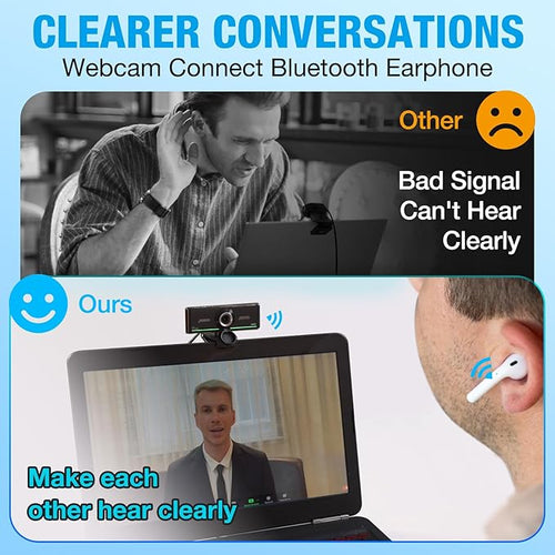 1080P Webcam with Microphone for Desktop, Computer Webcam Connect Bluetooth - Image 2