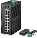 MokerLink 16 Port Gigabit Industrial DIN-Rail Ethernet Switch, 2 Gigabit SFP by MokerLink