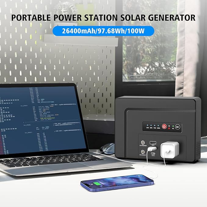 Powkey Portable Power Station 100W Rated, 97Wh Small Portable Generator - Image 2