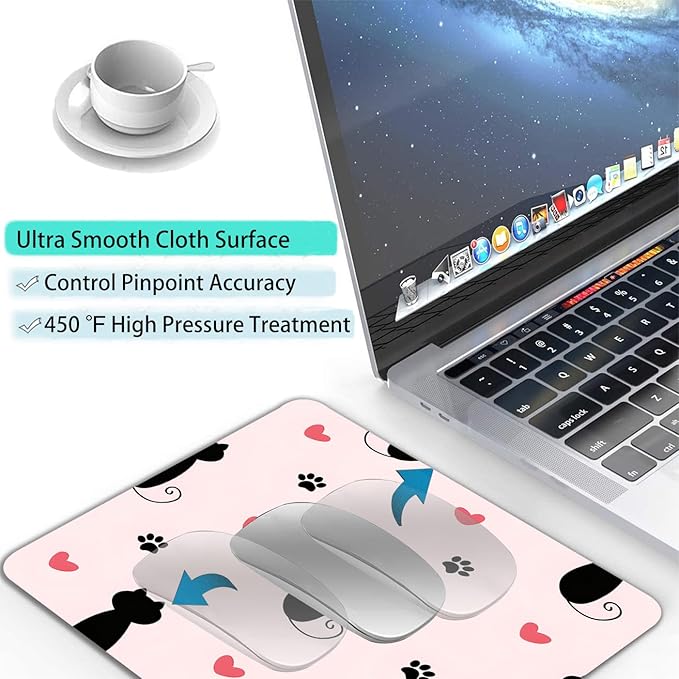 Cute Heart Cartoon Black Cat Paw Custom Mouse Pad - Image 4