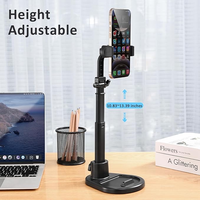 Phone Stand for Desk, Height Adjustable Cell Phone Holder for iPhone, 360 - Image 3
