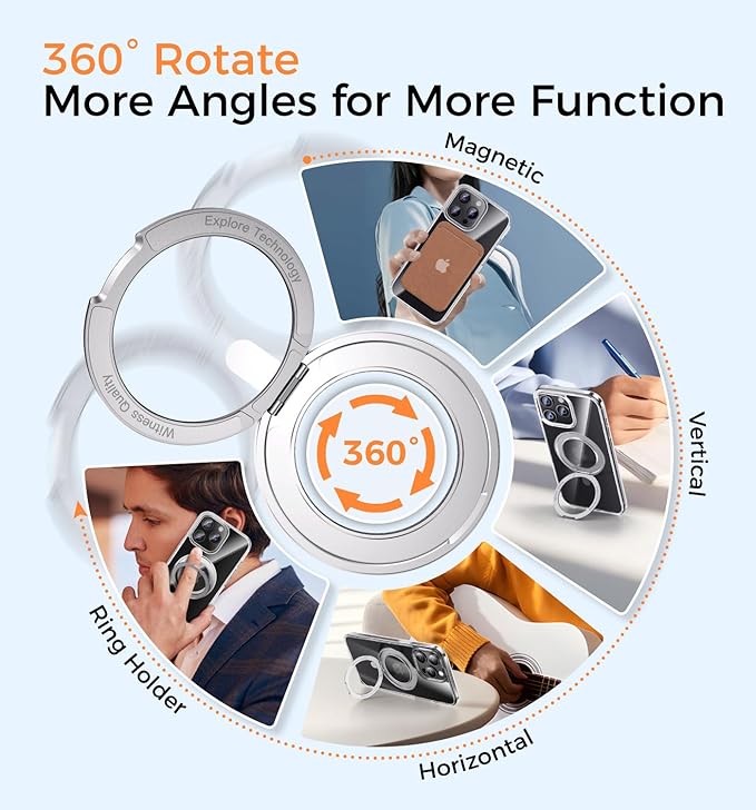 MAGIC JOHN for iPhone 15 Pro Case 360° Rotatable Magnetic Invisible Stand - Image 2