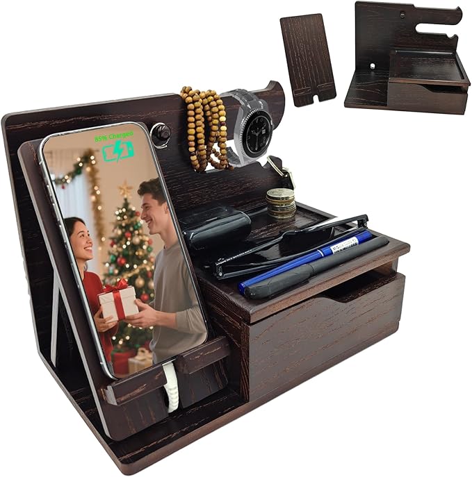 3-in-1 Wood Phone Docking Station Organizer by UUyuality