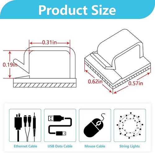 100PCS Adhesive Cable Clips, Wire Holder Organizer Cord Management, Cable - Image 2