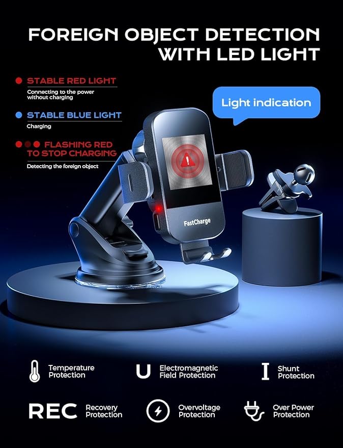 CHGeek 15W Fast Charging Auto Clamping Car Charger Phone Mount Phone Holder - Image 2