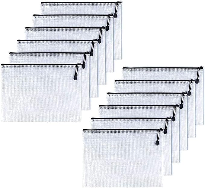 Oaimyy-B6, Plastic Mesh Zipper Pouch Document Folders Bag Zip File Folders by Oaimyy