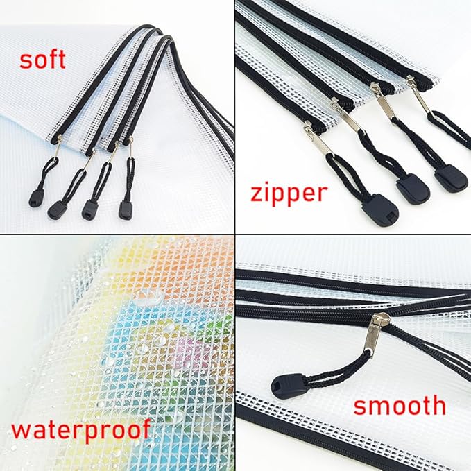 AUSTARK 20 Pcs Zipper File Bags, Plastic Mesh Pouch, Board Game Storage - Image 3
