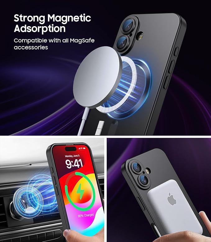 Magnetic for iPhone 16 Plus Case Slim Soft Silicone Bumper Shockproof Metallic - Image 3