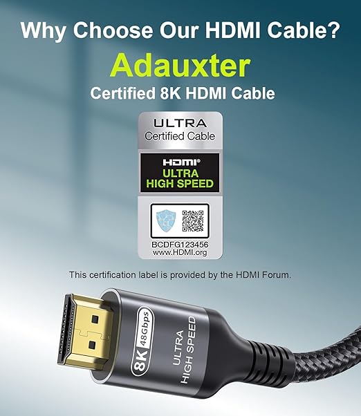 Certified 10K 8K HDMI 2.1 Cable 1.64 FT, 48Gbps Ultra High Speed HDMI Cable - Image 2