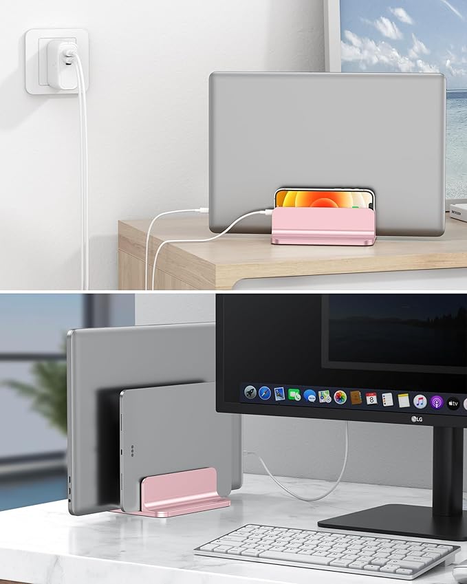 OMOTON Vertical Laptop Stand, Double Desktop Stand Holder - Image 7