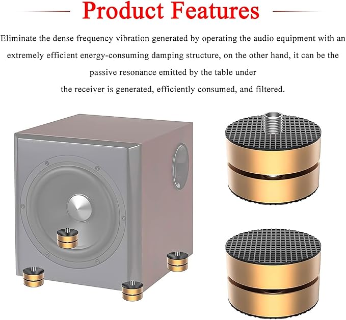Audiocrast HiFi Speaker Spikes Stand Feet Shock Absorber Feet Pads Isolation - Image 2