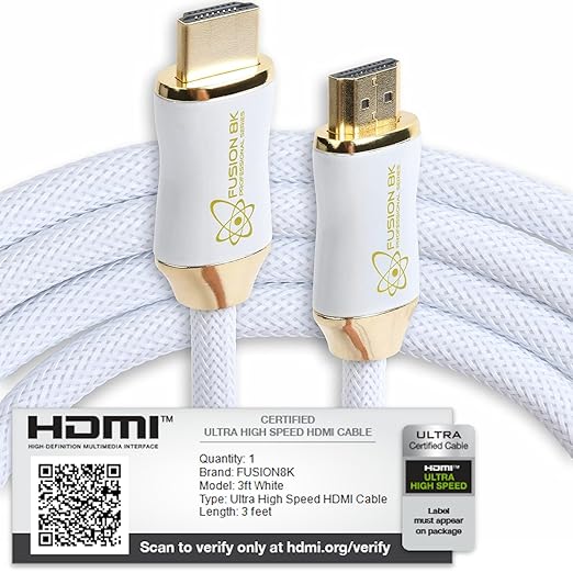 White HDR HDMI 2.1 Certified Cable Supports 10K 8K @60Hz and 4K @120Hz - Image 6