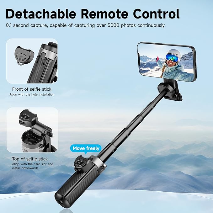 Magnetic Tripod for Phone with Remote Control, 3-in-1 Selfie Stick Handle Grip - Image 3