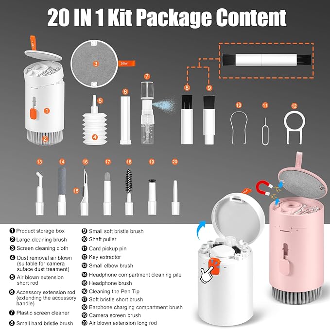 walrfid 2pcs White Pink Computer Keyboard Cleaner Kit, Laptop Screen Cleaning - Image 2