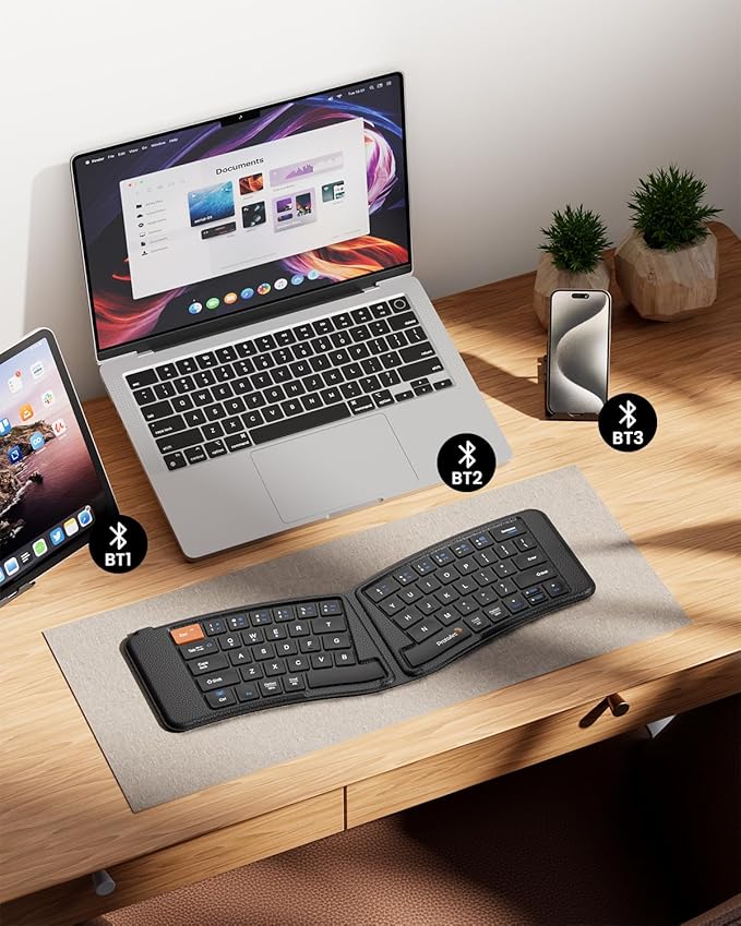 ProtoArc Ergonomic Foldable Keyboard, XK03 Split Folding Travel Bluetooth - Image 5