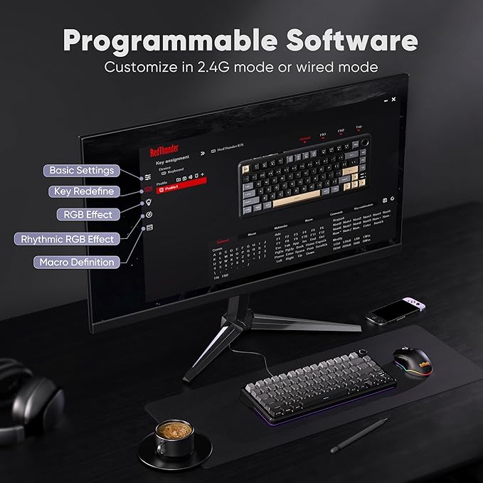 RedThunder K75 Wireless Mechanical Gaming Keyboard, 75% Hot Swappable Creamy - Image 9