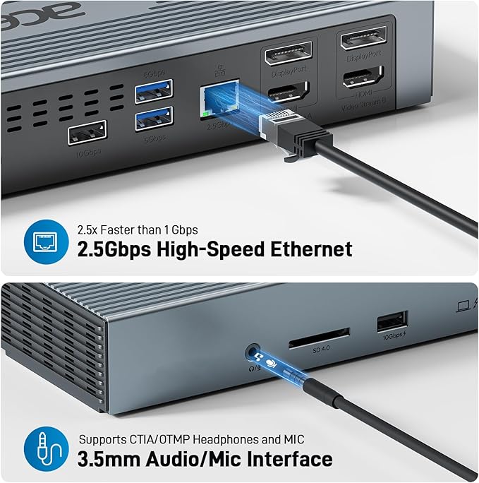 Acer Thunderbolt 4 Dock, 16 in 1 Quad Monitor DisplayLink Docking Station 40Gbps - Image 9