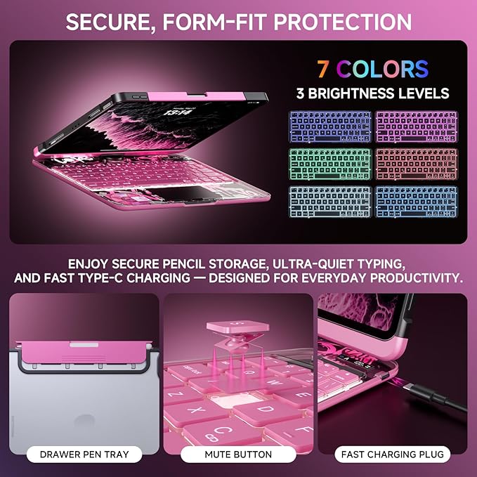 Transparent Case with Keyboard iPad Air 11 Inch, Compatible 10.9" iPad Air - Image 7