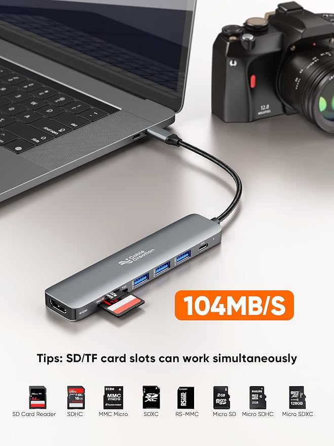 USB C Hub Multiport Adapter, CableCreation 7-in-1 USB C HDMI Hub - Image 6