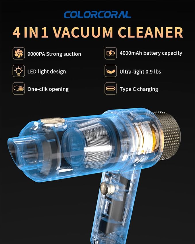 COLORCORAL Mini Vacuum Cleaner Portable Cordless Keyboard Cleaner Powerful - Image 2