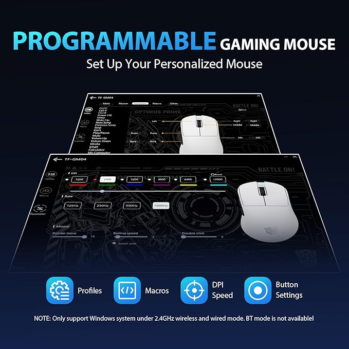 Transformers GM04 63g Lightweight Wireless Gaming Mouse, 12000 DPI, PAW3311 - Image 7